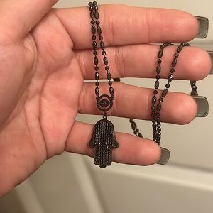 Black Diamond Hamsa Necklace